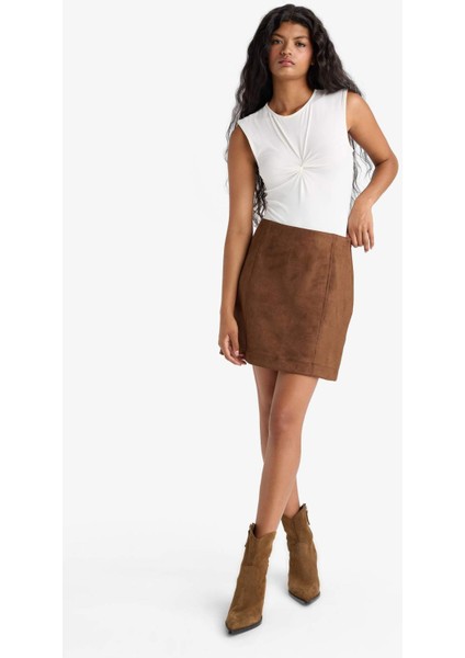A Kesim Normal Bel Mini Süet Etek G0848AX25AU