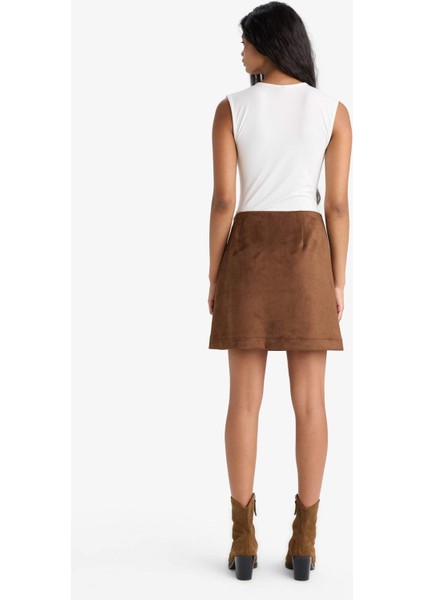 A Kesim Normal Bel Mini Süet Etek G0848AX25AU