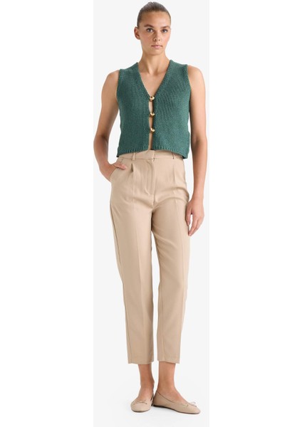 Fitted V Yaka Düğmeli Süveter G0934AX25AU