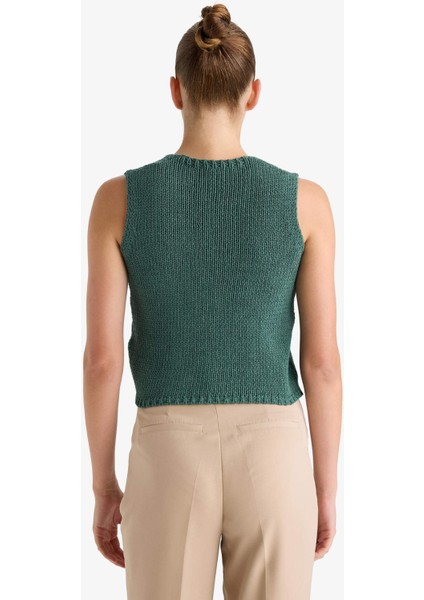 Fitted V Yaka Düğmeli Süveter G0934AX25AU