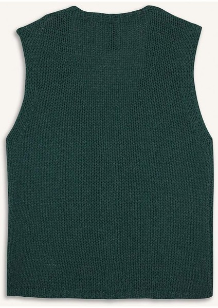 Fitted V Yaka Düğmeli Süveter G0934AX25AU