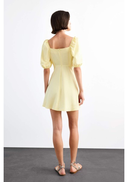 Kalp Yaka Kısa Kollu Mini Elbise G0730AX25SM