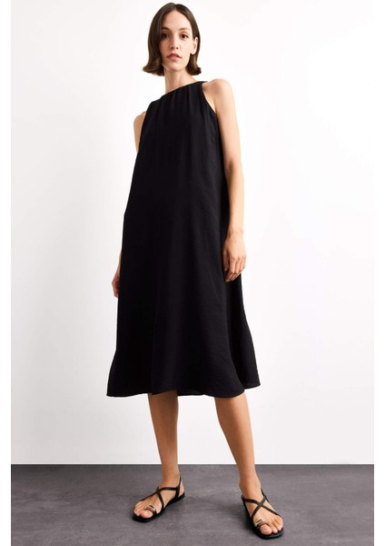 Krinkıl Kumaş Kolsuz Midi Elbise G0664AX25SM