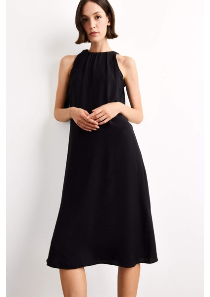 Krinkıl Kumaş Kolsuz Midi Elbise G0664AX25SM