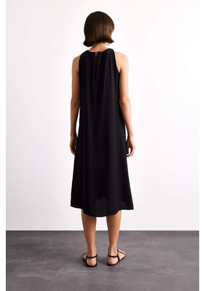 Krinkıl Kumaş Kolsuz Midi Elbise G0664AX25SM