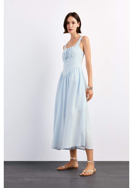 Kare Yaka Askılı Maxi Elbise G1316AX25SM