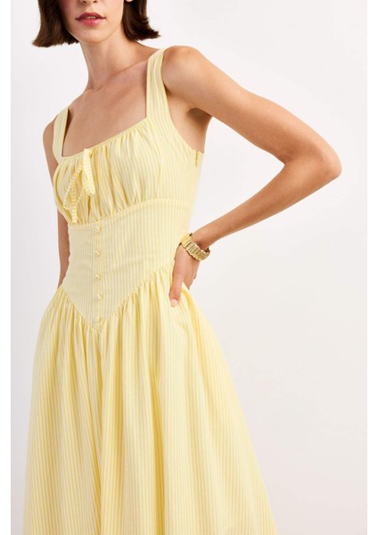 Kare Yaka Askılı Maxi Elbise G1316AX25SM