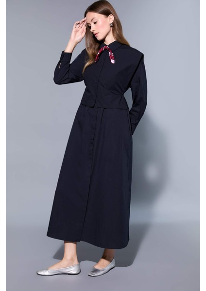 Hakim Yaka Poplin Uzun Kollu Maxi Elbise F7382AX25AU