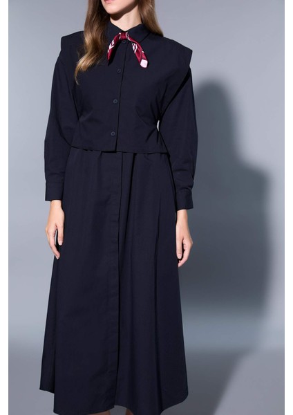 Hakim Yaka Poplin Uzun Kollu Maxi Elbise F7382AX25AU