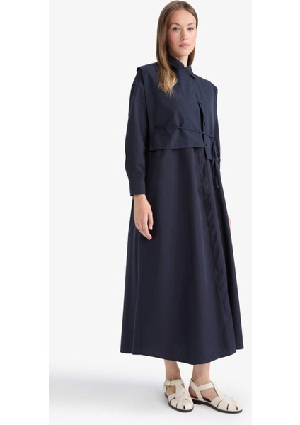 Hakim Yaka Poplin Uzun Kollu Maxi Elbise F7382AX25AU