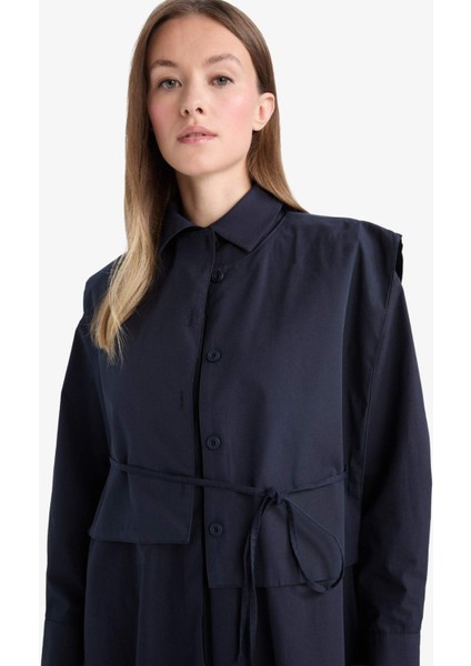 Hakim Yaka Poplin Uzun Kollu Maxi Elbise F7382AX25AU