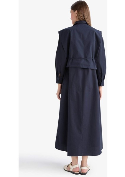 Hakim Yaka Poplin Uzun Kollu Maxi Elbise F7382AX25AU