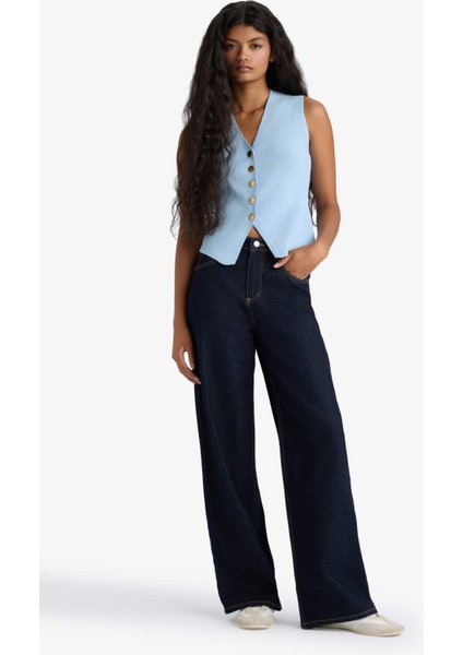 Fitted V Yaka Düğmeli Triko Yelek G1164AX25AU