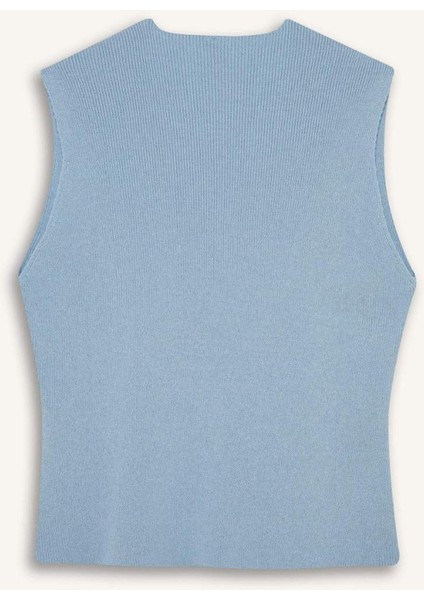 Fitted V Yaka Düğmeli Triko Yelek G1164AX25AU