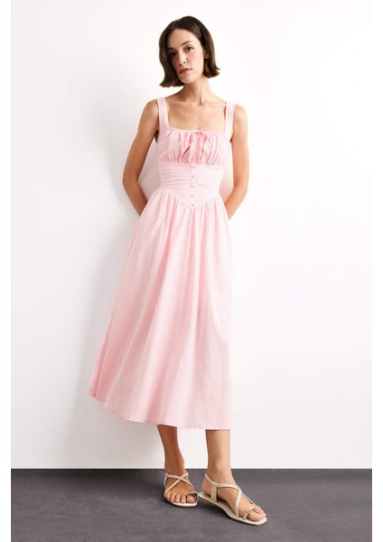 Kare Yaka Askılı Maxi Elbise G1316AX25SM