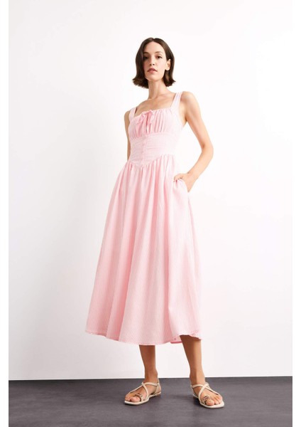 Kare Yaka Askılı Maxi Elbise G1316AX25SM