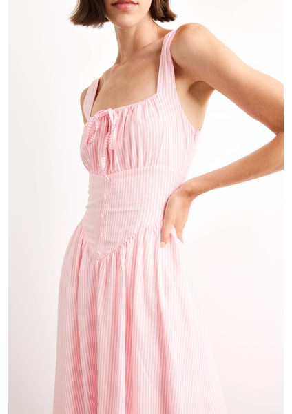 Kare Yaka Askılı Maxi Elbise G1316AX25SM