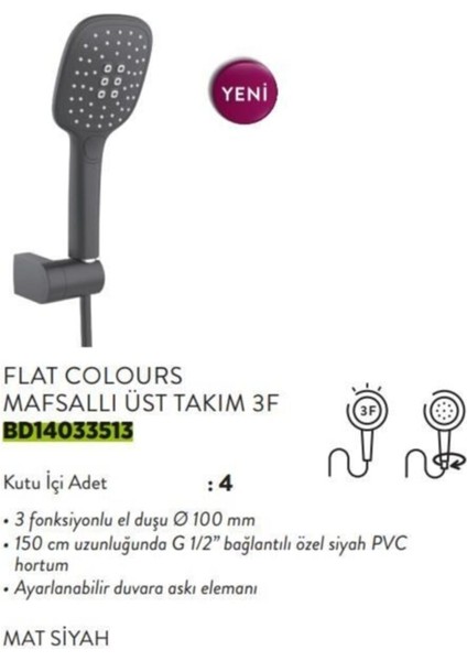 Renkli Mafsallı Üst Takım, 3 Fonksiyonlu El Duş Başlığı fiyatları