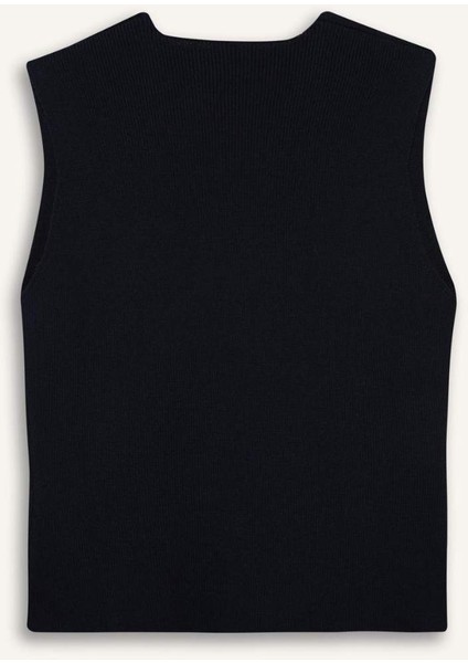 Fitted V Yaka Düğmeli Triko Yelek G1164AX25AU