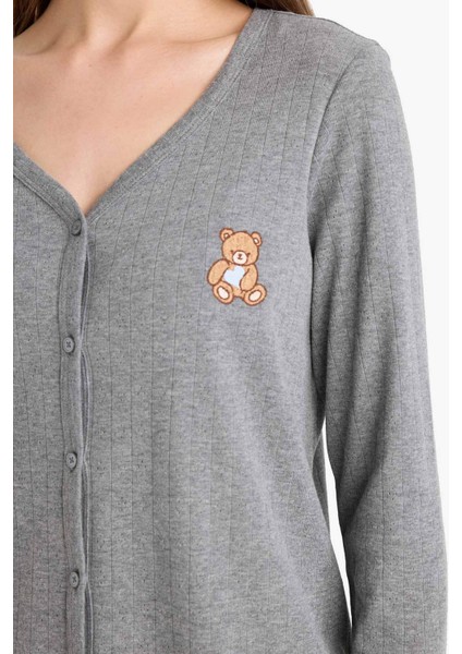 Pijama Takımı Regular Fit Uzun Kollu Üst Uzun Alt-Fall in Love G0222AX25AU