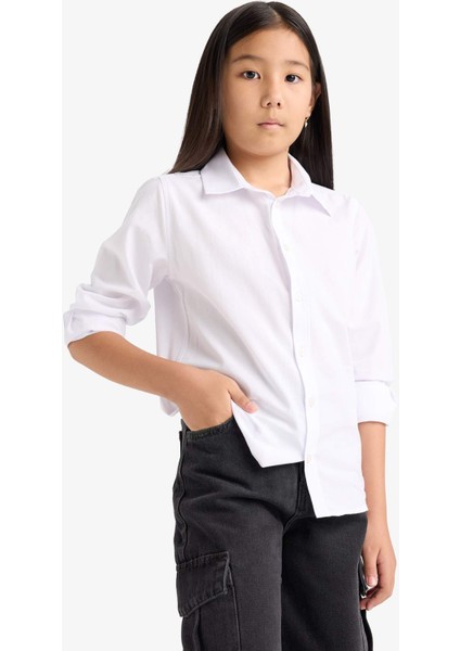 Erkek Çocuk Polo Yaka Poplin Uzun Kollu Gömlek G1487A825AU
