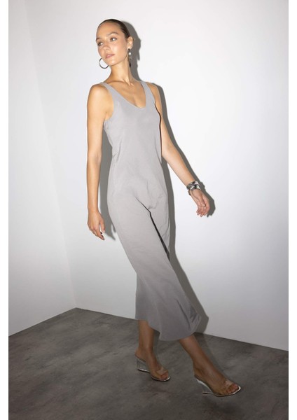 V Yaka Modal Kolsuz Maxi Elbise G1387AX25AU