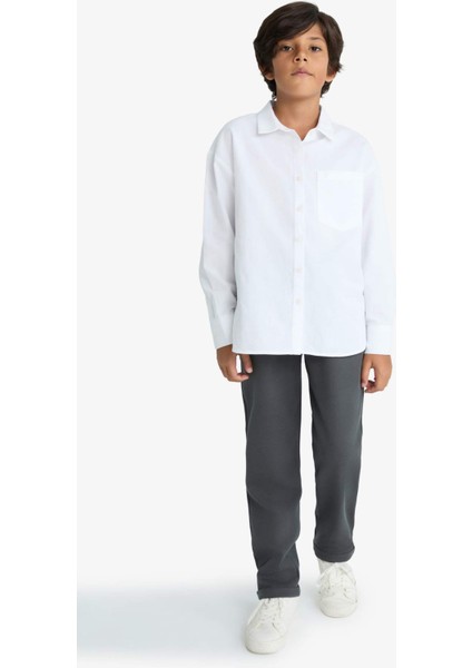 Erkek Çocuk Beli Lastikli Düz Paça Pike Eşofman Altı