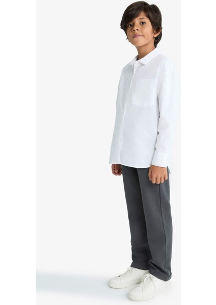 Erkek Çocuk Beli Lastikli Düz Paça Pike Eşofman Altı