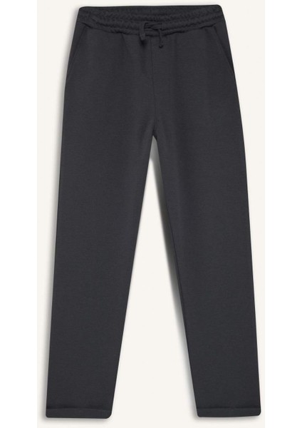 Erkek Çocuk Beli Lastikli Düz Paça Pike Eşofman Altı
