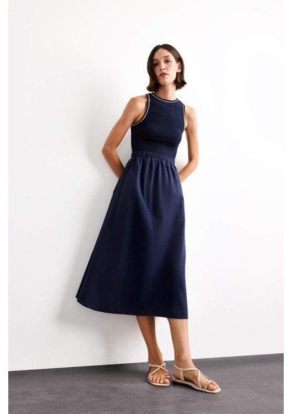 A Kesim Pamuklu Kolsuz Midi Elbise G1358AX25SM