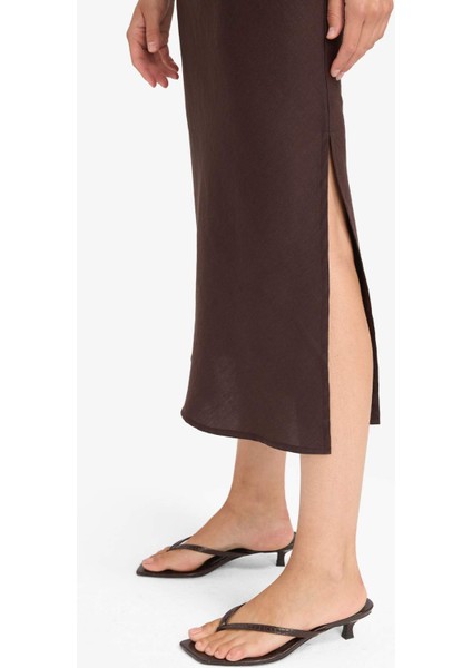 Halter Yaka Keten Kolsuz Maxi Elbise G1456AX25AU