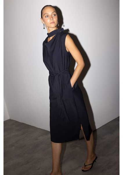 Bağlama Detaylı Modal Kolsuz Midi Elbise G1517AX25AU