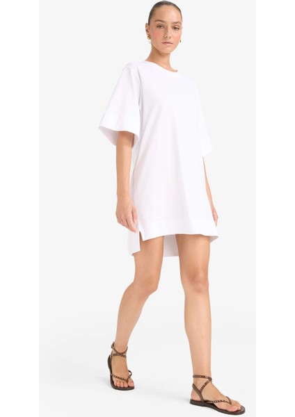 A Kesim Bisiklet Yaka Penye Kısa Kollu Mini Elbise G1343AX25AU