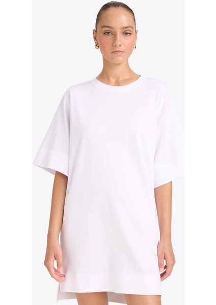 A Kesim Bisiklet Yaka Penye Kısa Kollu Mini Elbise G1343AX25AU