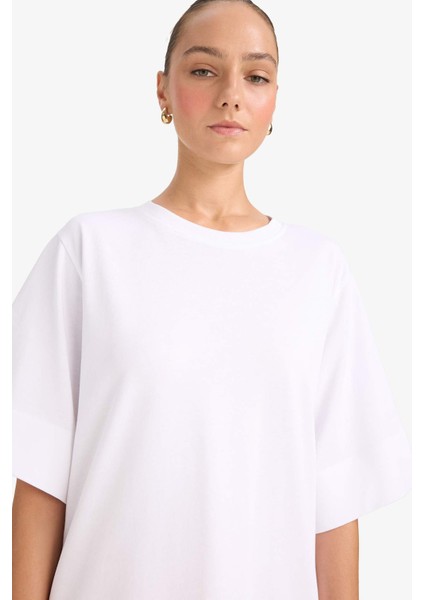 A Kesim Bisiklet Yaka Penye Kısa Kollu Mini Elbise G1343AX25AU