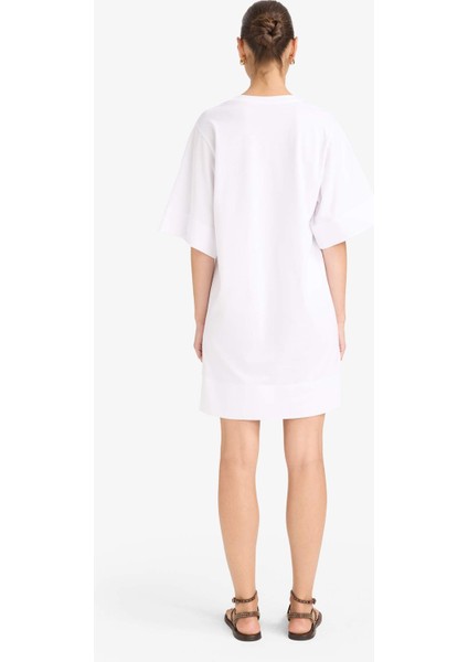 A Kesim Bisiklet Yaka Penye Kısa Kollu Mini Elbise G1343AX25AU