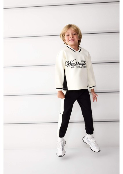 Erkek Bebek 2'li Takım Baskılı Sweatshirt Eşofman Altı