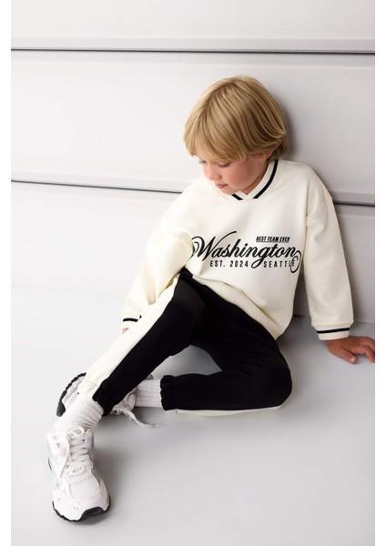 Erkek Bebek 2'li Takım Baskılı Sweatshirt Eşofman Altı