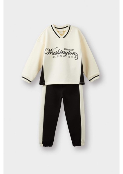 Erkek Bebek 2'li Takım Baskılı Sweatshirt Eşofman Altı
