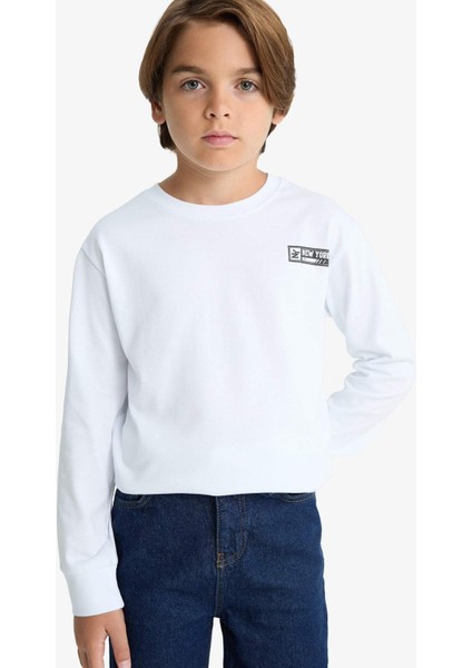 Erkek Çocuk Bisiklet Yaka Baskılı Uzun Kollu Tişört G1686A825AU