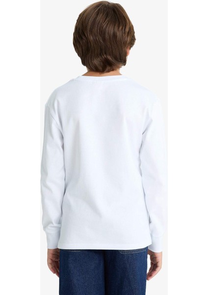 Erkek Çocuk Bisiklet Yaka Baskılı Uzun Kollu Tişört G1686A825AU