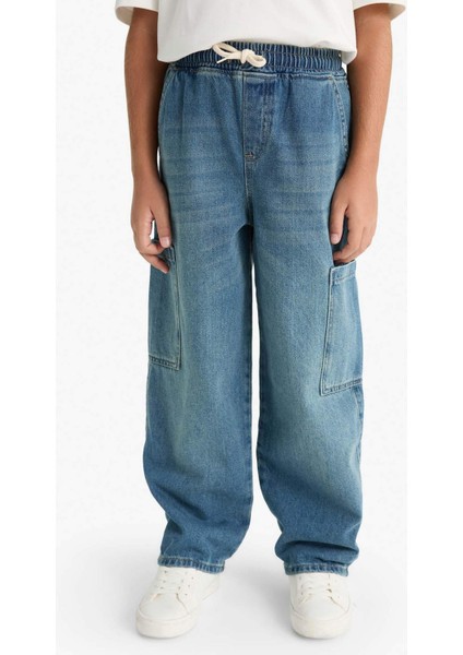 Erkek Çocuk Barrel Fit Düz Paça Jean Pantolon G1652A825AU