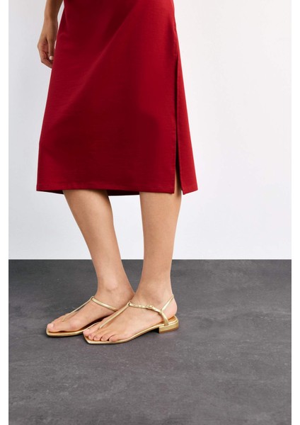 Bisiklet Yaka Basic Düz Kısa Kollu Midi Elbise G1059AX25SM