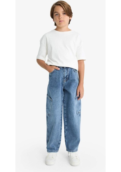 Erkek Çocuk Barrel Fit Düz Paça Jean Pantolon G1654A825AU