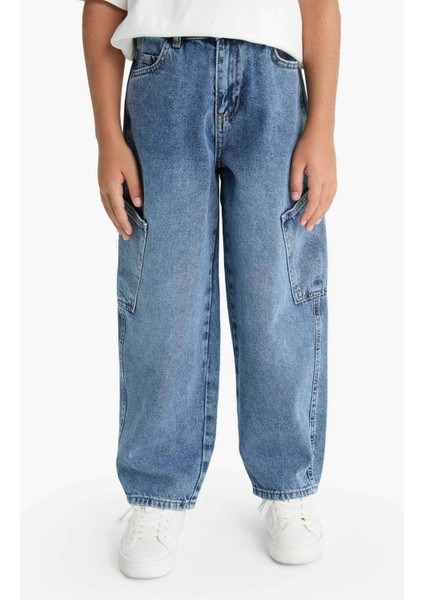 Erkek Çocuk Barrel Fit Düz Paça Jean Pantolon G1654A825AU
