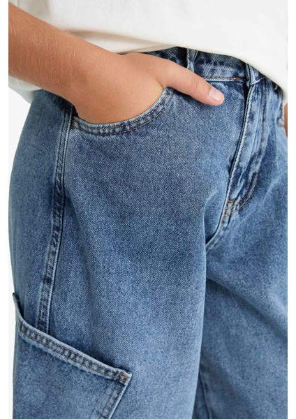 Erkek Çocuk Barrel Fit Düz Paça Jean Pantolon G1654A825AU