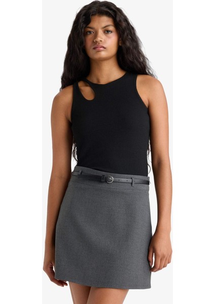 Slim Fit Dar Kesim Bisiklet Yaka Fitilli Kaşkorse Atlet A3422AX25AU