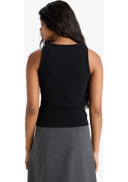 Slim Fit Dar Kesim Bisiklet Yaka Fitilli Kaşkorse Atlet A3422AX25AU