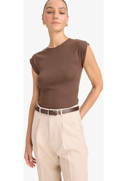 Slim Fit Dar Kesim Bisiklet Yaka Basic Düz Modal Kısa Kollu Tişört F0685AX25AU