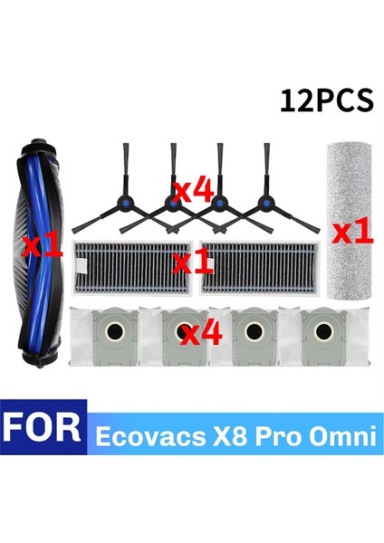Ecovacs Için Fit X8 Pro Omni Robot Vakum Yedek Parçalar Ana Yan Fırçalar Mop Bezleri Hepa Filtreler Toz Çanta Aksesuarları (Yurt Dışından) fiyatları